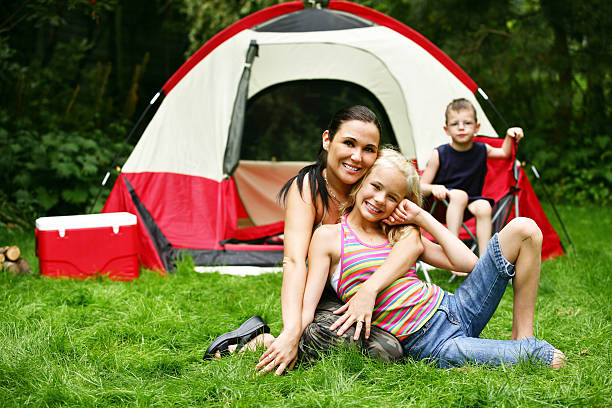 istock Mother at camping site with family 109727612