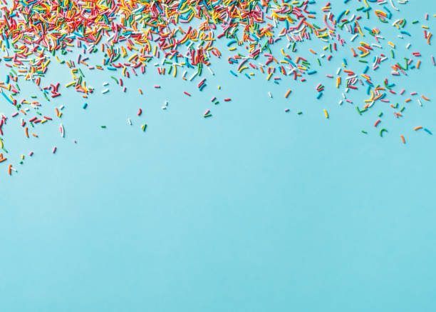 istock Birthday and party concept background with confetti frame on blue 1097279038