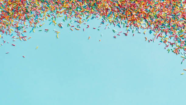 istock Birthday and party concept background with confetti frame on blue 1097279046