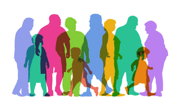 Overweight People Colourful silhouettes of people with weight issues medicine silhouettes stock illustrations
