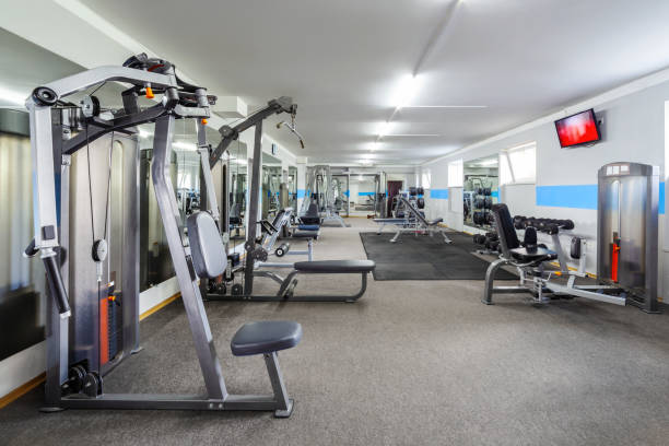 istock Gym interior with sports equipment. 1097297234