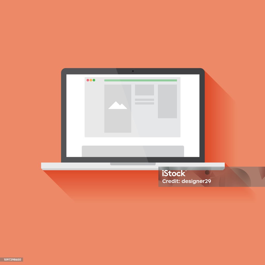 Computer With Shadow Vector Image Laptop Computer And Shadow Flat Design Stock Illustration - Download ...