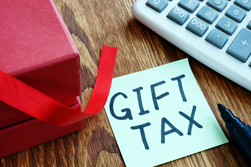 Gift tax written on piece of paper.