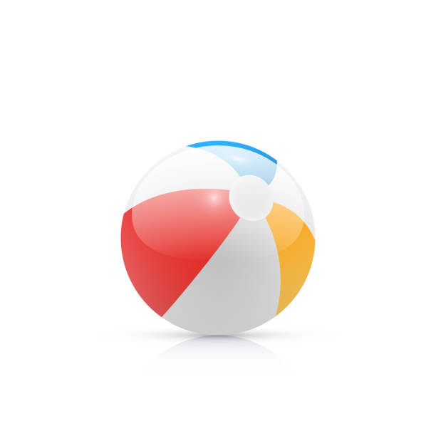 regenbogen farbige strandball auf einfarbigen hintergrund - beach ball ball beach white stock-grafiken, -clipart, -cartoons und -symbole