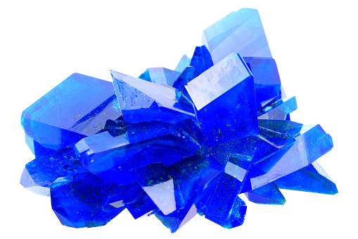 blue vitriol mineral isolated on the white background