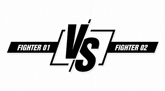 Versus screen. Vs battle headline, conflict duel between teams. Confrontation fight competition. Vector background template.