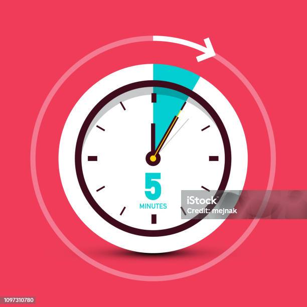 7 seven minutes clock icon Royalty Free Vector Image