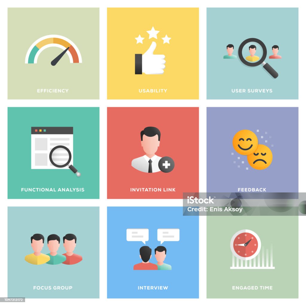 User Experience Icon Set User Experience Icon Set Flat Design Icon Symbol stock vector