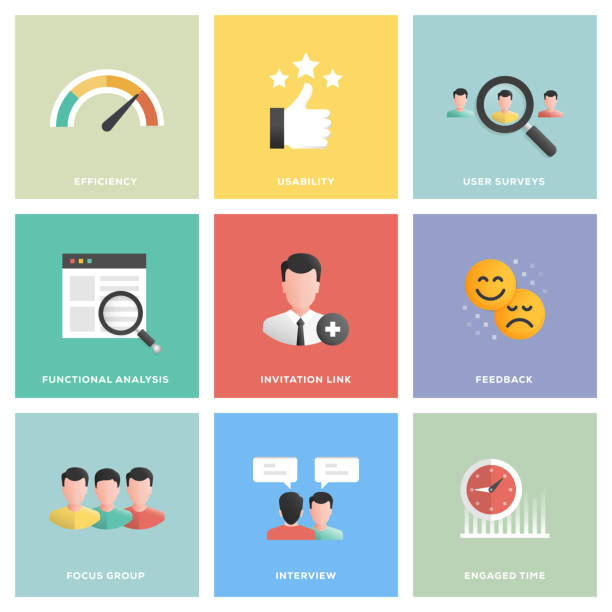 User Experience Icon Set User Experience Icon Set Flat Design Convenience stock illustrations