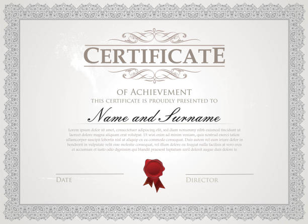 Certificate template Certificate with traditional border certificate templates stock illustrations