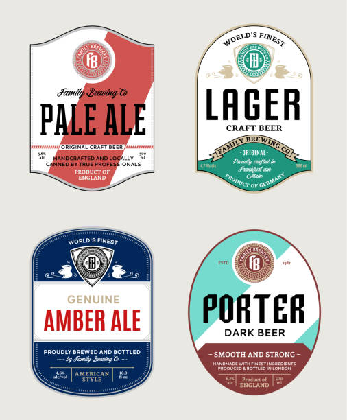 Vector beer labels and design elements vector art illustration