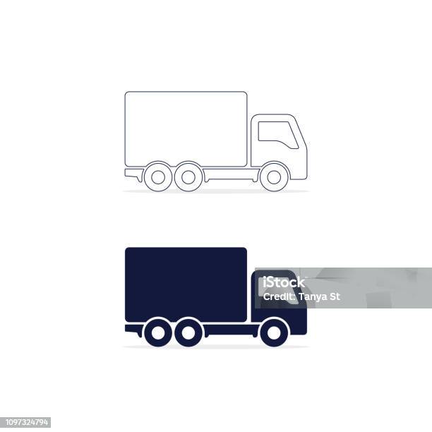 Leverans Ikonuppsättning Lastbil Isolerade På Vit Bakgrund Vector Enkel Illustration-vektorgrafik och fler bilder på Lastbil