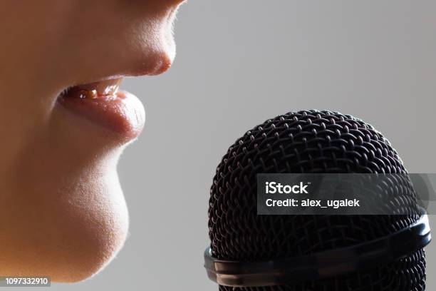 Singing Courses Background Stock Photo - Download Image Now - Microphone, Mouth, Close To