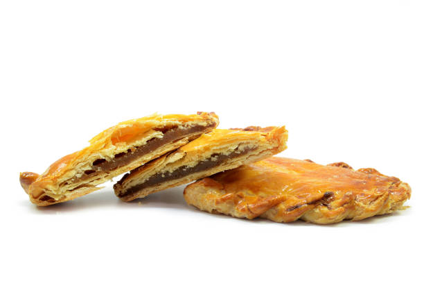 Baked kaya puff pastry isolated on a white background
