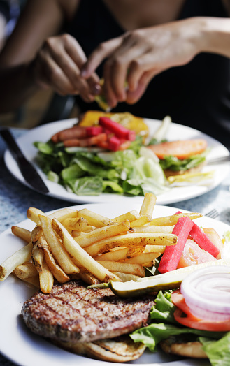 Hamburgers and French fries