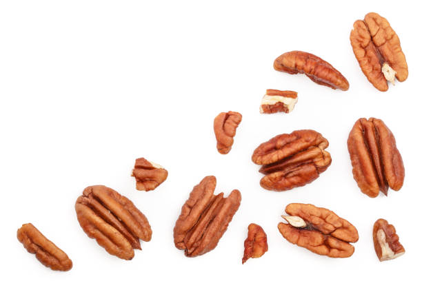 istock pecan nut isolated on white background with copy space for your text. Top view. Flat lay 1097353288