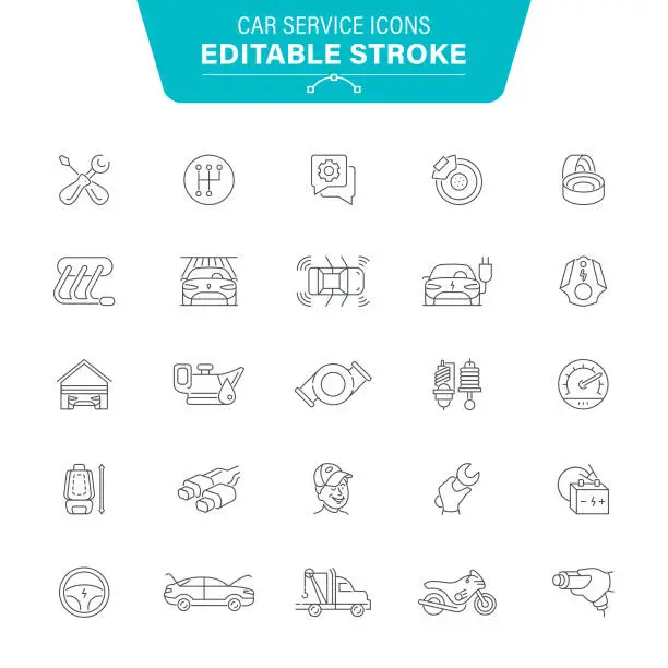 Vector illustration of Car Service Line Icons