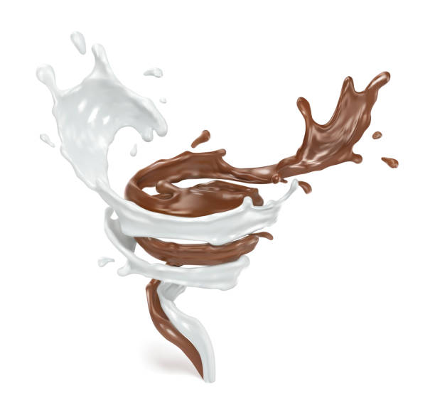 istock Splash of milk and chocolate. Vector realistic illustration on white background. 1097362612