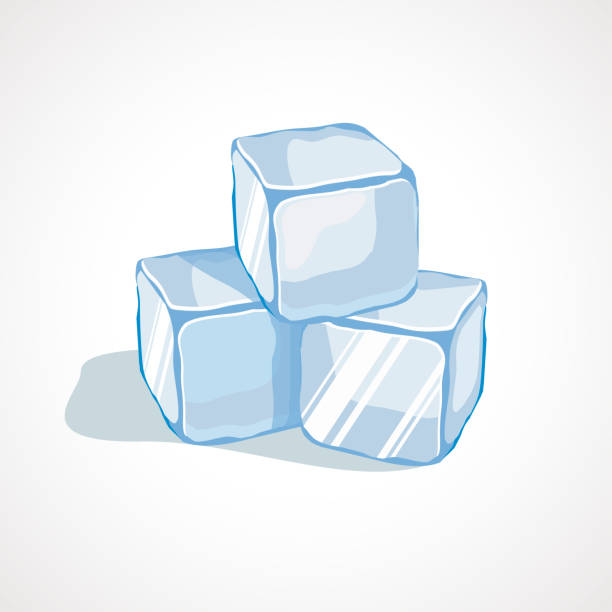 Vector illustration of cartoon blue ice cubes Cartoon blue ice cubes. Vector illustration ice icons stock illustrations