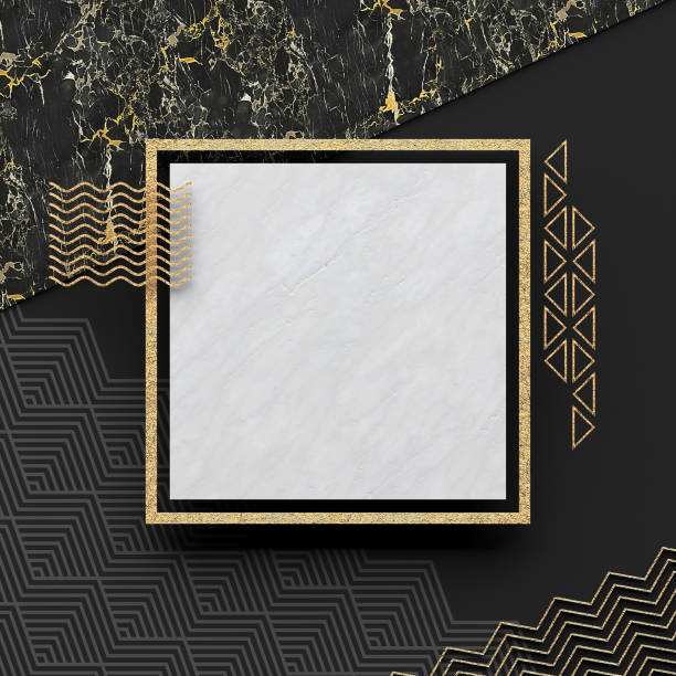 istock A square border frame on white marble stone with a dark background and textured gold elements. Copy space. Abstract geometric composition. 1097363918