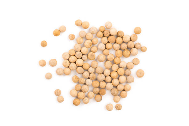 istock white peppercorns isolated on white background. Top view. Flat lay. Close up 1097364724
