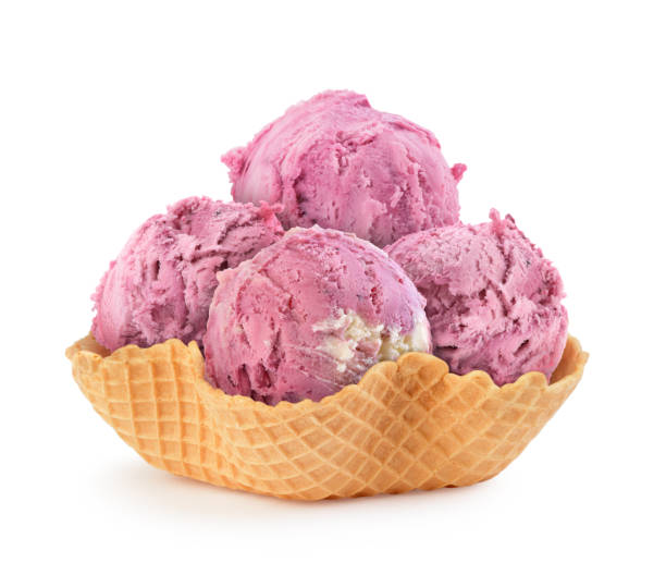 istock pink ice cream in a waffle basket 1097367806