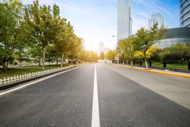 expressway and modern urban architecture in tianjin, china - office building car industrial district business imagens e fotografias de stock