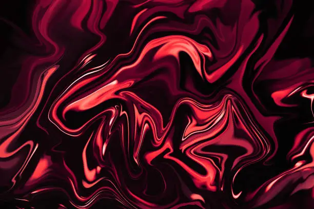 Photo of Marble Abstract Neon Living Coral Pink Red Maroon on Black Background Colorful Texture Holographic Gradient Multi Colored Pattern Trendy Colors