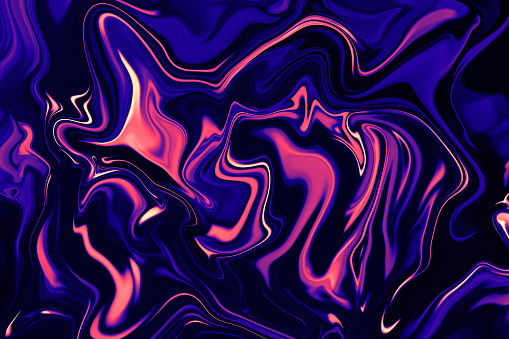 Marble Neon Pink Navy Blue Ultra Violet Purple Abstract Texture on Black Background Multi Colored Pattern Trendy Colors Colorful Gradient Distorted Macro Photography