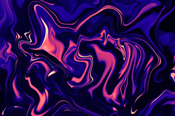 Photo of Marble Neon Pink Navy Blue Ultra Violet Purple Abstract Texture on Black Background Multi Colored Pattern Trendy Colors Colorful Gradient