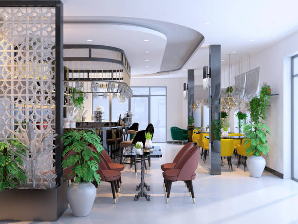 istock 3d render of luxury cafe restaurant 1097381060