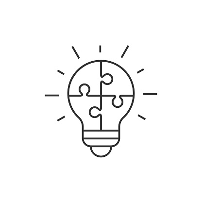 Light bulb puzzle outline icon