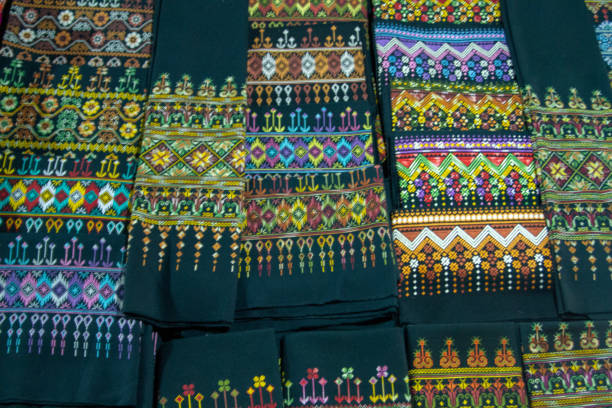 istock colorful fabric of Laos 1097381618