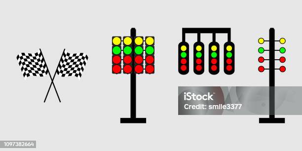 Set Start Line Racing Starting Lights System On White Background Stock Illustration - Download Image Now