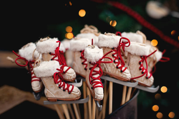 istock Red lace ice skates decor/ornament 1097385342