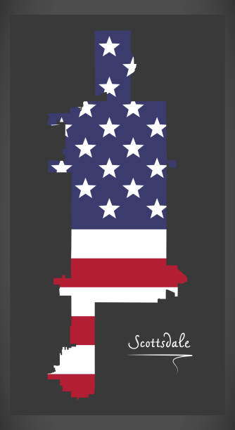 istock Scottsdale Arizona City map with American national flag illustration 1097389676