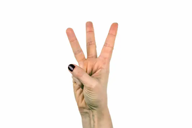 Photo of three finger on white background