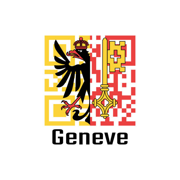 ilustrações de stock, clip art, desenhos animados e ícones de qr code set the color of geneva flag, the canton of switzerland. - geneva canton