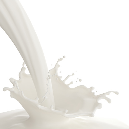 Fresh Milk Splash and pouring. with Clipping Path 3d illustration.