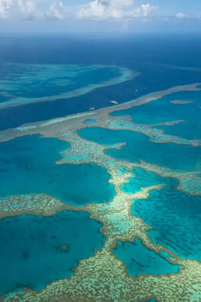 Great Barrier Reef as seen from above (from a plane) in Australia