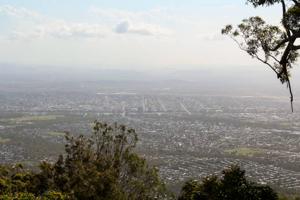 View onto Rockhampton as seen from Fraser park Lookout on Mount Archer (Queensland, Australia)