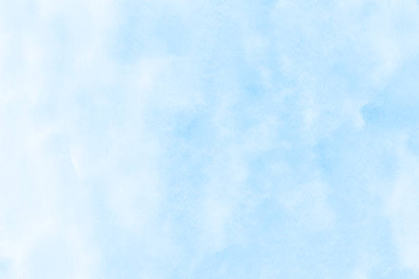 istock Light blue watercolor illustration on white paper texture 1097398312