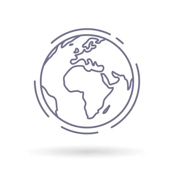 Vector illustration of World globe vector icon. Simple thin line earth sign.