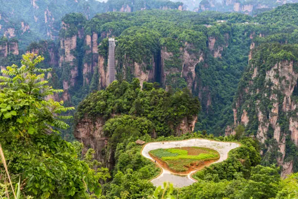 Photo of Observation elevator at mountain of Zhangjiajie national park, China