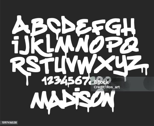 Marker Graffiti Font Handwritten Typography Vector Illustration Stock Illustration - Download Image Now
