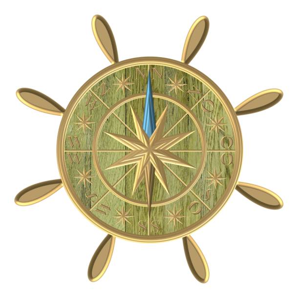 istock Golden Compass – Golden Wind Rose – Golden Steering Wheel 1097420658