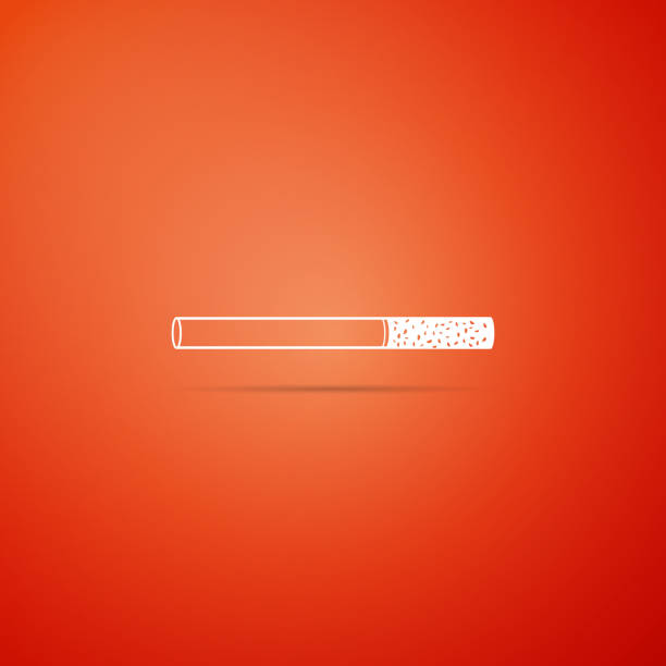 istock Cigarette icon isolated on orange background. Tobacco sign. Smoking symbol. Flat design. Vector Illustration 1097420796
