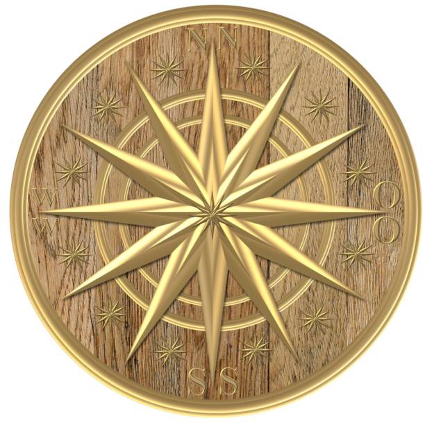 istock Golden Compass – Golden Wind Rose – Golden Steering Wheel 1097420938