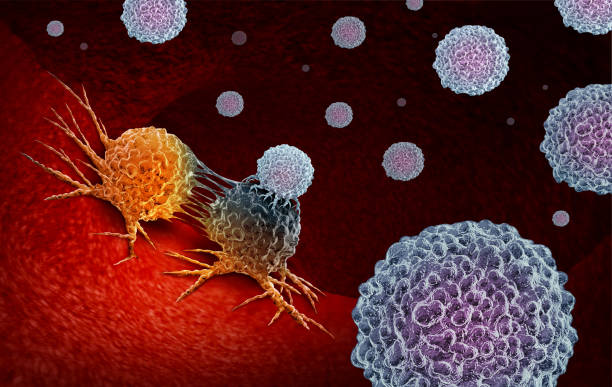 Cancer Immunotherapy Cancer Immunotherapy as a human immune system therapy concept as a biomedical or biomedicine oncology treatment using the natural T cell fighting properties of the body as a 3D render. cancer cell stock pictures, royalty-free photos & images