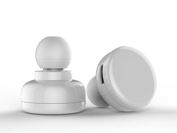 istock Blank Wireless Bluetooth Earphone or Earbud or Headphone, 3d render illustration. 1097427172